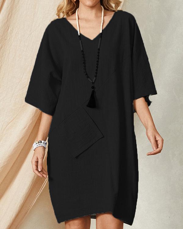 Casual Linen Pocket Dress